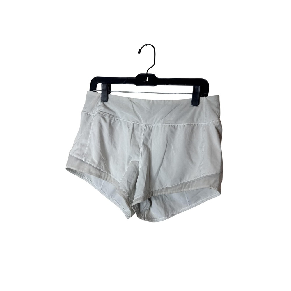 Lululemon Shorts Womens 8 White Mesh Panel Lined 4" Running Athletic Gym
